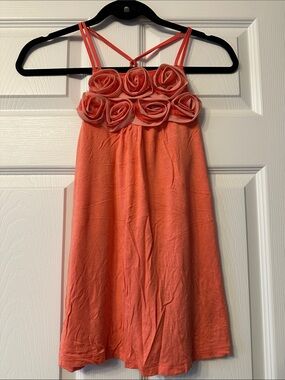 Suzy Shier Coral Rose-Accent Strappy Tank Dress